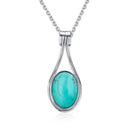 Platinum Plated Sterling Silver Pendant with Natural Labradorite