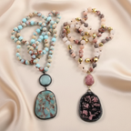 Bohemian Natural Bead Stone Necklace in Zinc Alloy