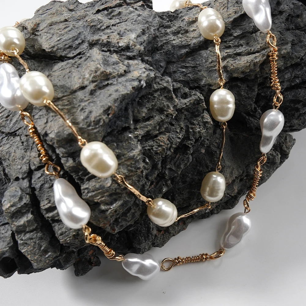 Two Layer Hand Twisted Baroque Pearl Long Necklace