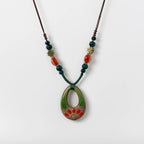 Handmade Ceramic Pendant Beads Necklace Retro