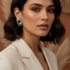 Unique 925 Sterling Silver Flower Stud Earrings