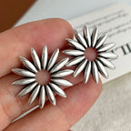 Unique 925 Sterling Silver Flower Stud Earrings