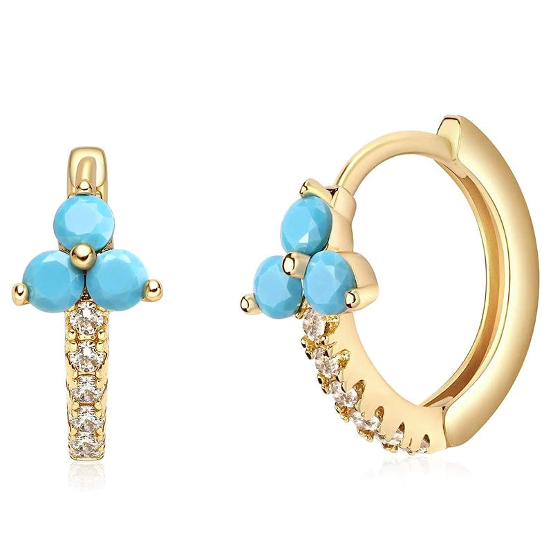 Dainty Three-Petal Ceramic Flower Hoop Earrings