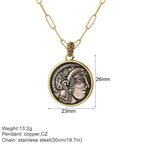Vintage Coin Chain Link Necklace in Copper & Stainless Steel