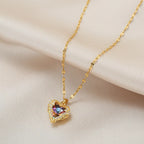 18K Gold Plated Cubic Zirconia Heart Necklace