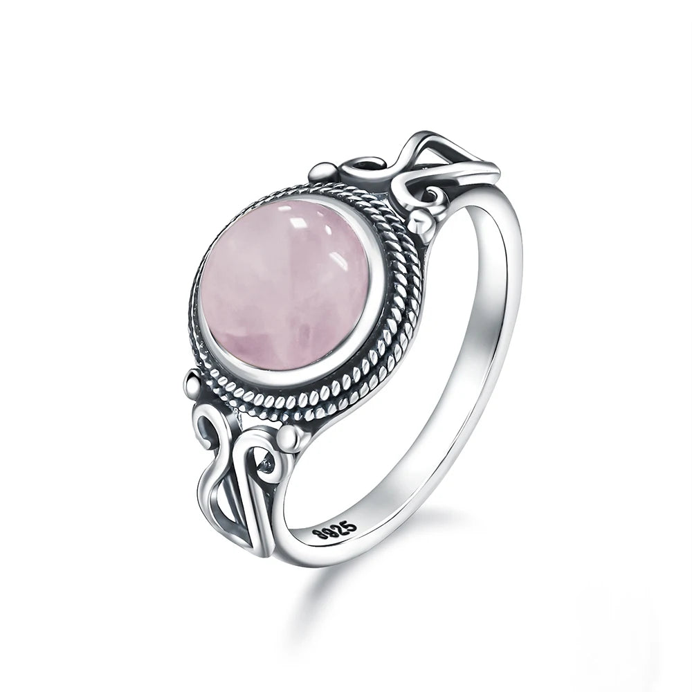 925 Sterling Silver Gemstone Ring – 8mm Natural Stone, Choose Your Favorite Gemstone