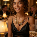 Retro-Inspired Multi-Pendant Choker Necklace & Earrings Set – Gold or Silver