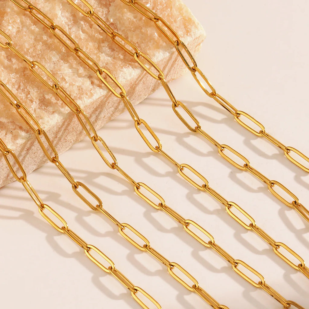 Minimalist Gold-Tone Chain Necklace & Bracelet in Stainless Steel