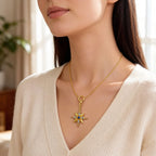 Gold Plated 925 Sterling Silver Cubic Zirconia Star Pendant Necklace