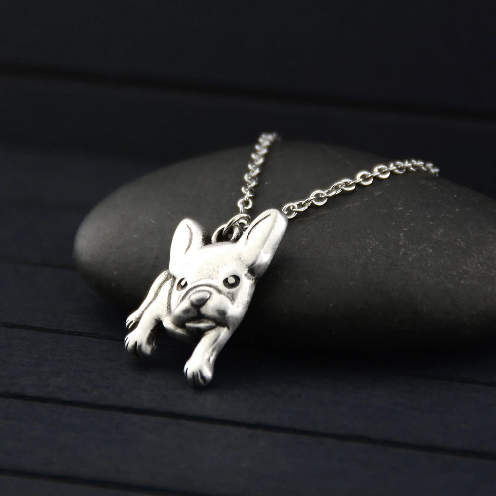 Stainless Steel French Bulldog Dog Pendant Necklace