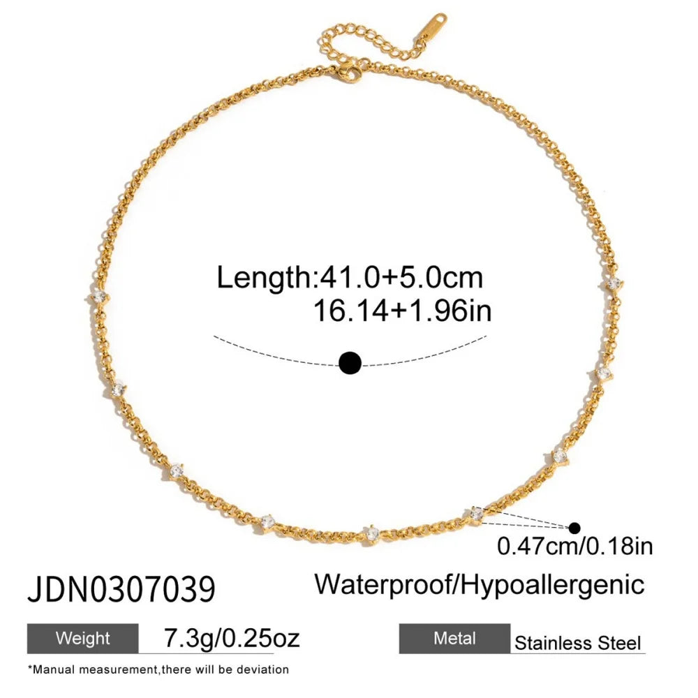 18K Gold-Plated Chain Link Necklaces with Cubic Zirconia – Multiple Styles