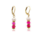 8 Colors! 18K Gold Plated Dangle Earrings with Freshwater Pearls & Crystals
