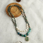 Boho Tiger Eye, Indian Agate & Pearl Layered Necklace