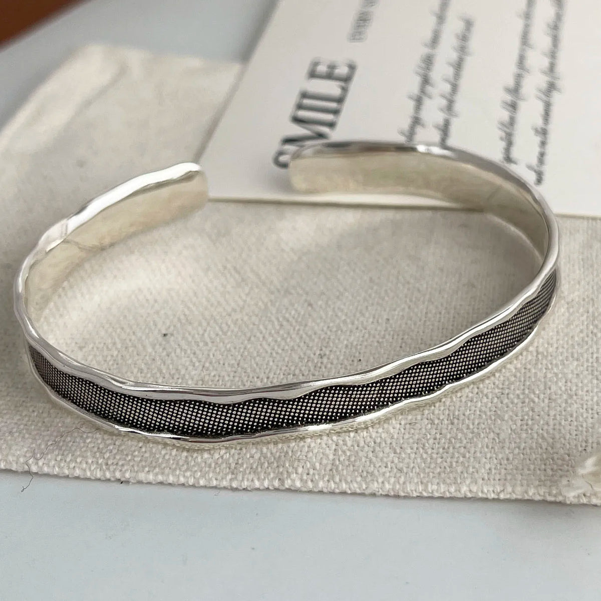 Blackened 925 Sterling Silver Adjustable Pattern Bracelet