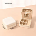 1pc Single Layer Square Storage Box Ladies Travel Leather Jewelry Box Classic Various Colors Storage Box with Mirror