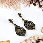 Turkish Gray Crystal Drop Earrings in Plated Alloy
