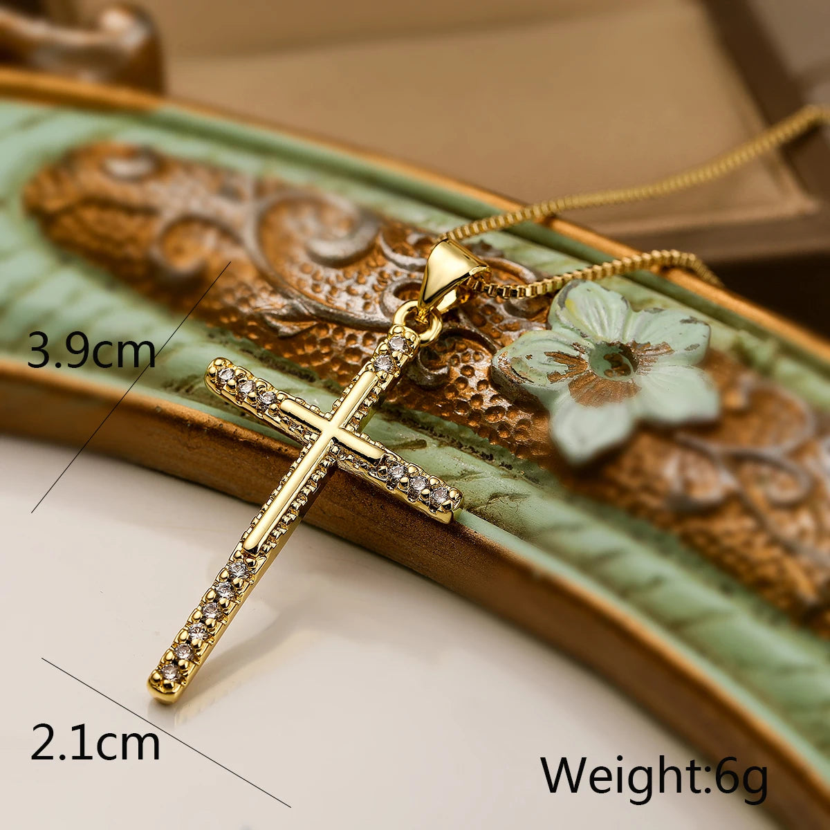 Collection of Bold Gold-Plated Cross Pendant Necklaces
