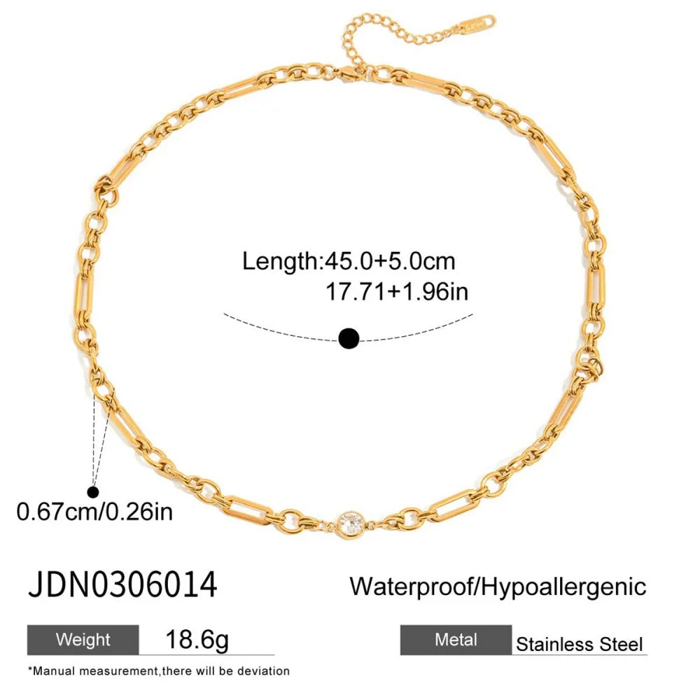 18K Gold-Plated Chain Link Necklaces with Cubic Zirconia – Multiple Styles