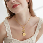 Triple Protection Stainless Steel Necklace: Witch knot, Pentagram Tetragrammaton, St. Benedict.