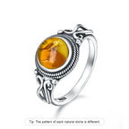 925 Sterling Silver Gemstone Ring – 8mm Natural Stone, Choose Your Favorite Gemstone