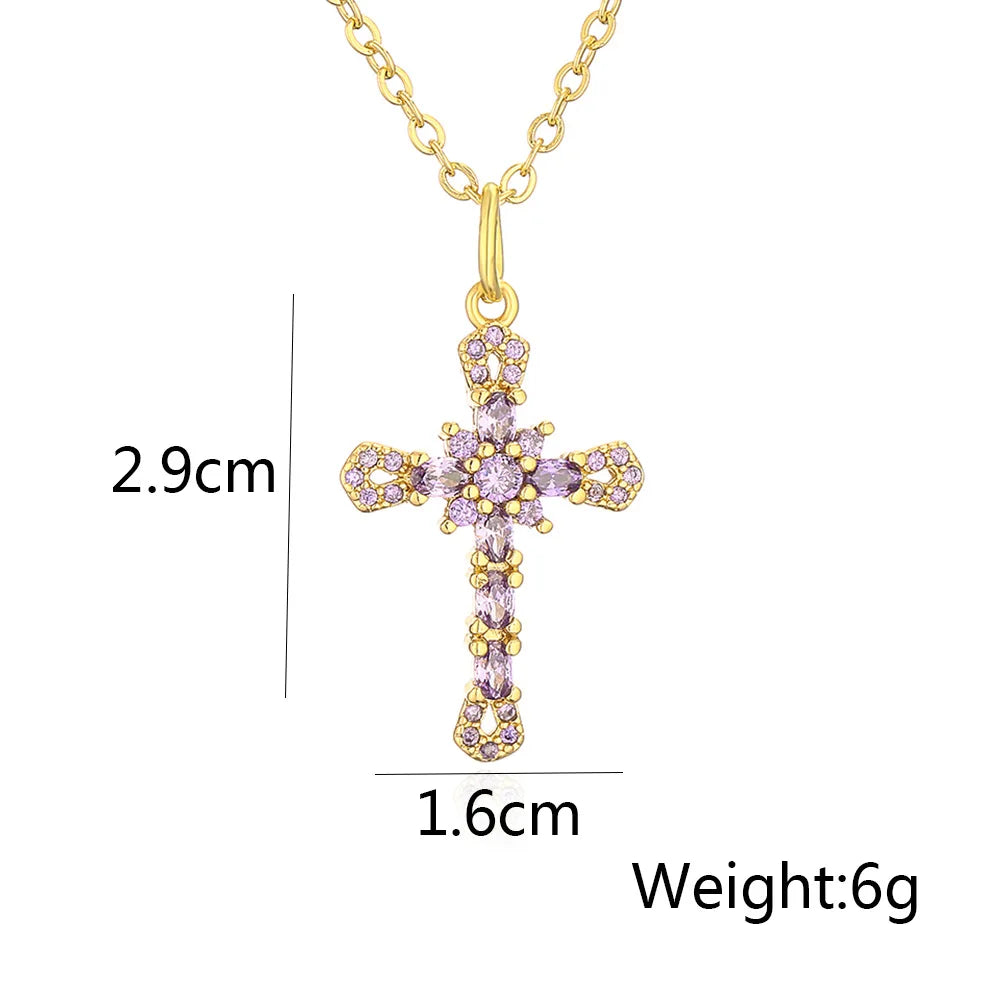Collection of Bold Gold-Plated Cross Pendant Necklaces