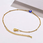 Gold-Plated Stainless-Steel Lucky Blue Evil Eye Anklet - Various Styles!!