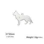 Covered Stainless Steel Dog & Wolf Charms with Cutout Hearts - For Bracelets & Necklaces