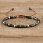 Adjustable Rope Bracelet with Natural Stone Beads - Large Selection