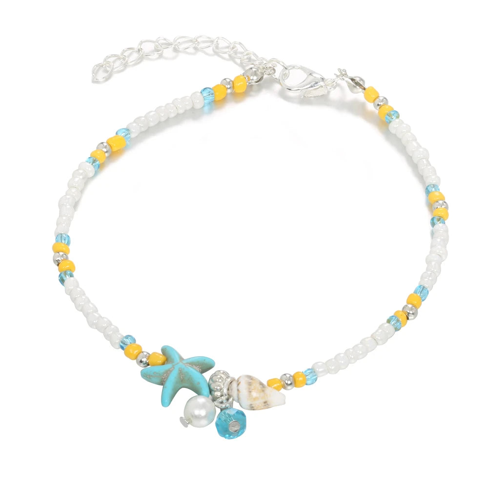 Boho Turquoise Resin Bead Summer Anklet in Zinc Alloy - Choose Your Design