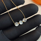 Delicate Cooper Necklace with Three Zircons