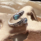 Light Blue Zircon Ring in 925 Sterling Silver Adjustable