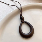 Selection of Retro Wooden Pendant Alloy Chain Necklace