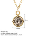 Vintage Coin Chain Link Necklace in Copper & Stainless Steel