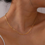 Minimalist Gold-Tone Chain Necklace & Bracelet in Stainless Steel