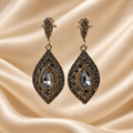 Turkish Gray Crystal Drop Earrings in Plated Alloy