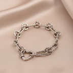 925 Sterling Chunky Silver Chain Link Heart Bracelet