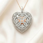 Rose Gold Plated Heart Locket in 925 Sterling Silver with Zircon Stones