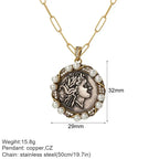 Vintage Coin Chain Link Necklace in Copper & Stainless Steel