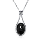 Platinum Plated Sterling Silver Pendant with Natural Labradorite