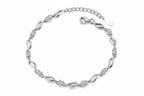Chain Bracelet in 925 Sterling Silver with Clear or Purple Cubic Zirconia