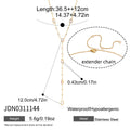 Long Y-Shaped Necklace with Geometric Zircons in 18K Gold-Plated Stainless Steel