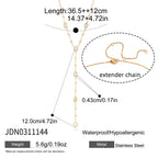 Long Y-Shaped Necklace with Geometric Zircons in 18K Gold-Plated Stainless Steel