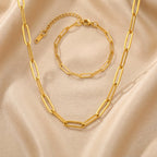 Minimalist Gold-Tone Chain Necklace & Bracelet in Stainless Steel