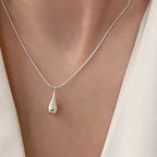 925 Sterling Silver Teardrop Minimalist Necklace