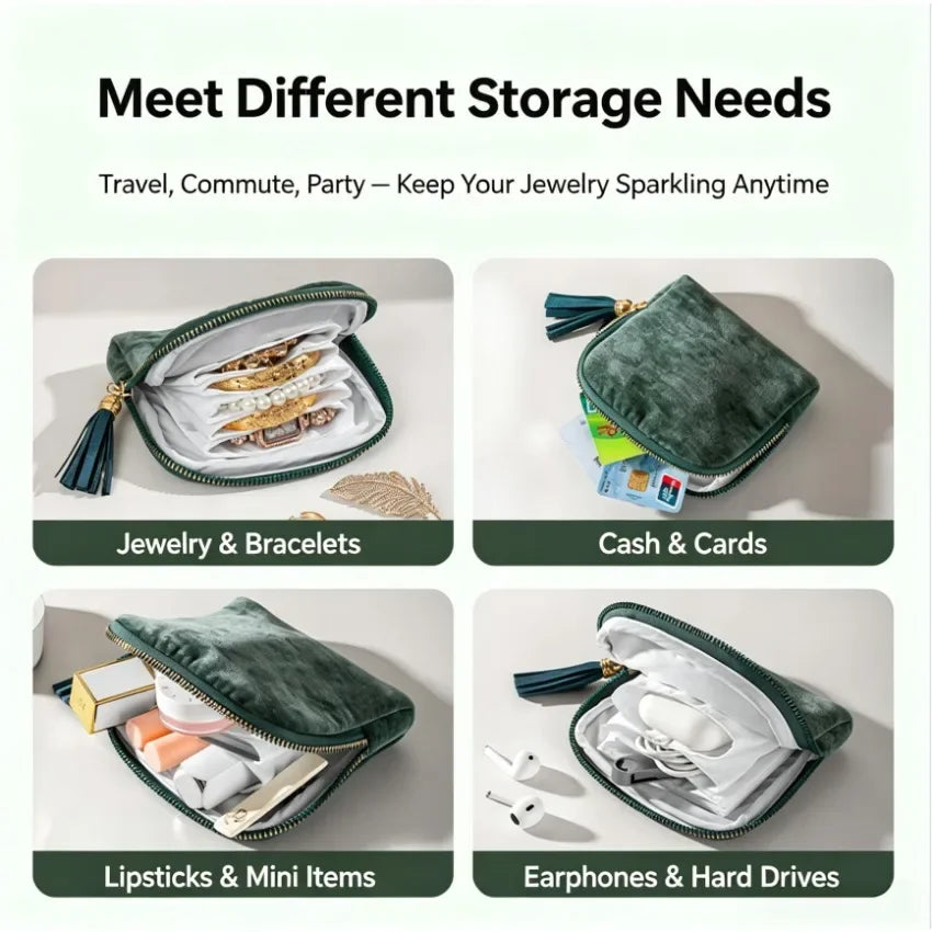 6-Layer Velvet Organizer Pouch – Elegant Travel Storage in 3 Colors