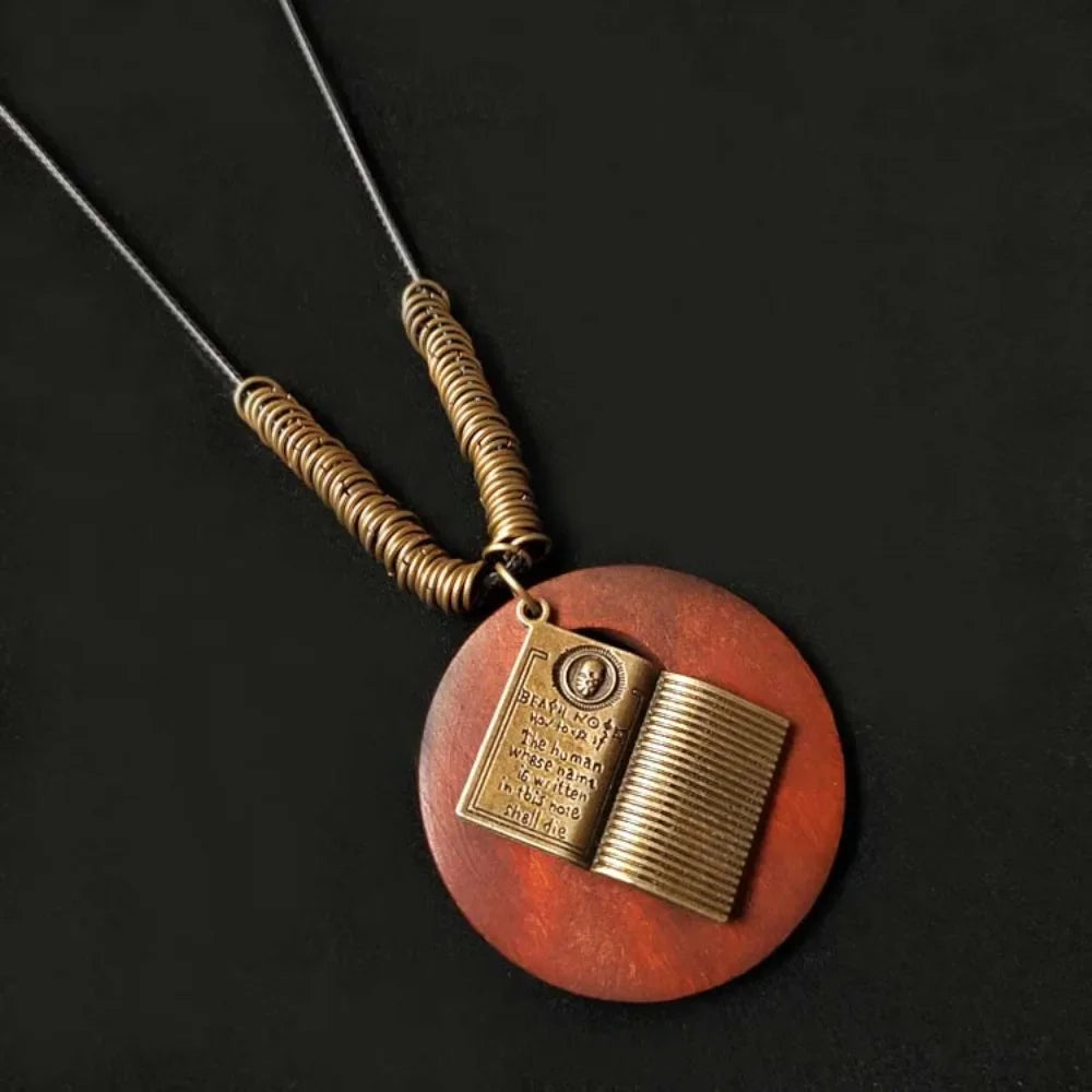 Selection of Retro Wooden Pendant Alloy Chain Necklace