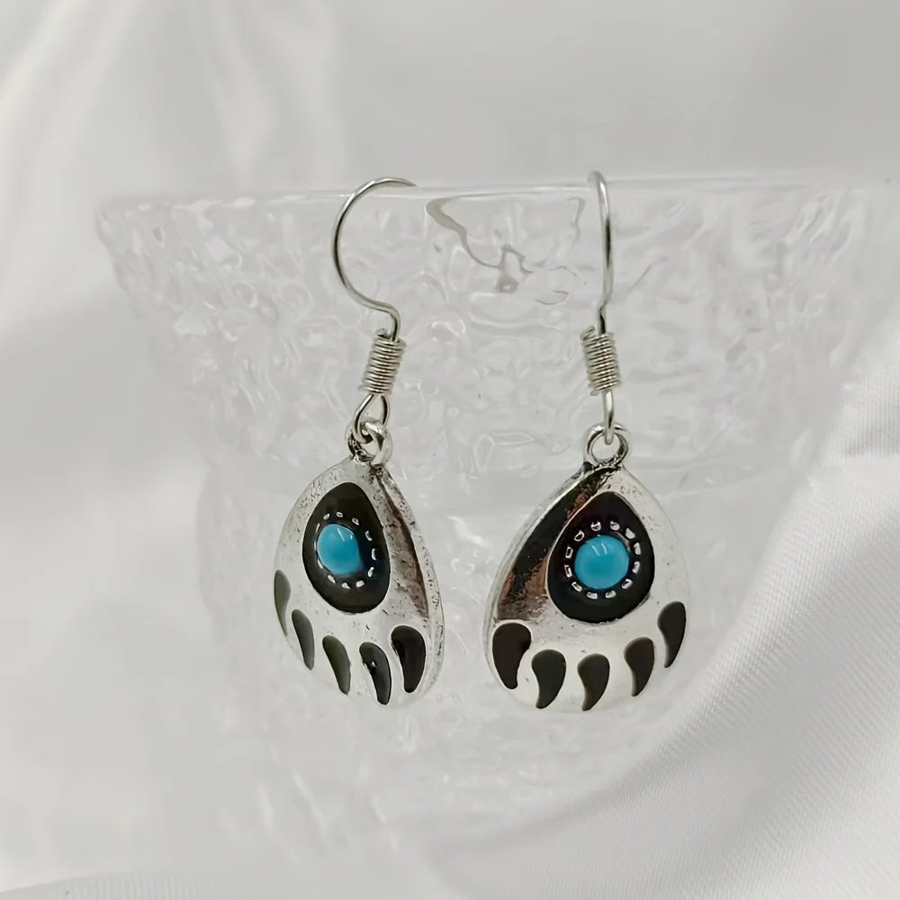 Boho Turquoise Bear Claw Drop Earrings