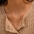Delicate Square CZ Cross Pendant Necklace – Yellow Gold-Plated Stainless Steel