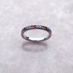 Channel Band Ring in 925 Sterling Silver with Colorful Zircons