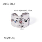 Adjustable Cubic Zirconia Wide Band Ring – 18K Gold-Plated Statement Jewelry